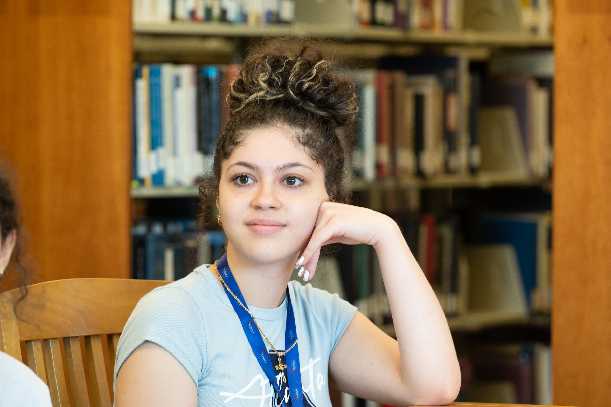 SCSU student at Orientation smiling at camera